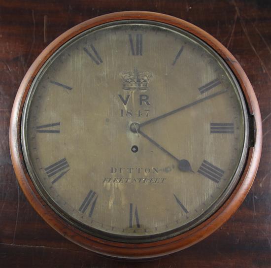 Dutton of Fleet Street. A Victorian mahogany wall clock 15in.